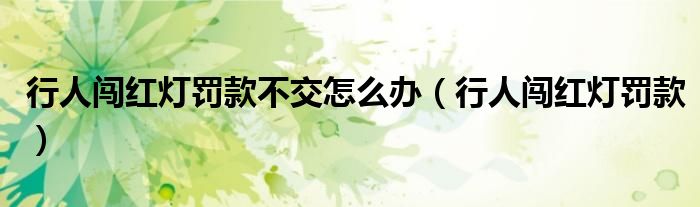 行人闯红灯罚款不交怎么办（行人闯红灯罚款）