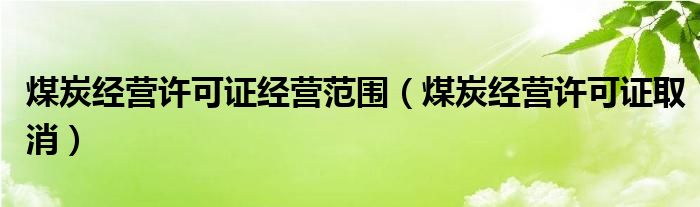 煤炭经营许可证经营范围（煤炭经营许可证取消）