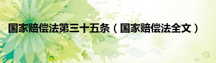 国家赔偿法第三十五条（国家赔偿法全文）