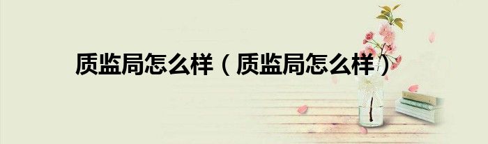 质监局怎么样（质监局怎么样）