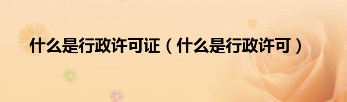 什么是行政许可证（什么是行政许可）