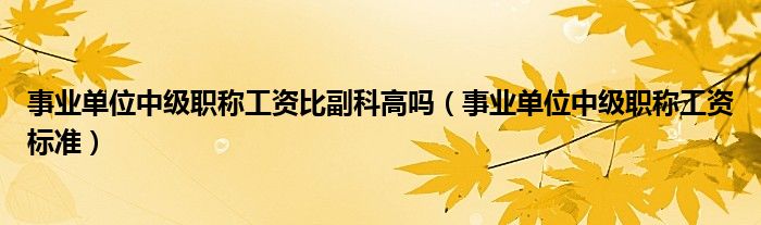 事业单位中级职称工资比副科高吗（事业单位中级职称工资标准）