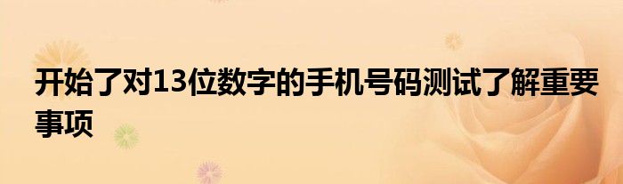 开始了对13位数字的手机号码测试了解重要事项