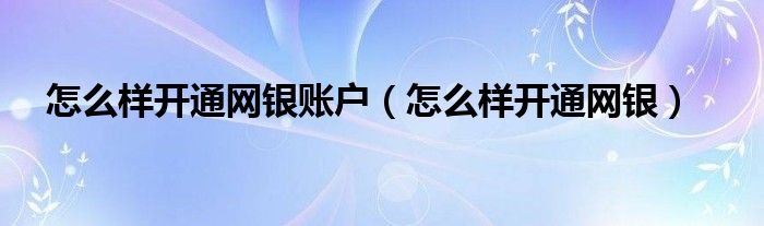 怎么样开通网银账户（怎么样开通网银）