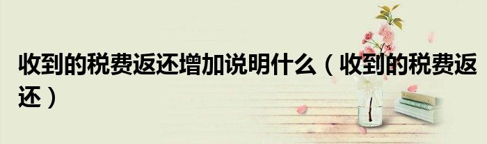 收到的税费返还增加说明什么（收到的税费返还）