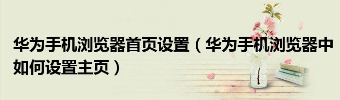  华为手机浏览器首页设置（华为手机浏览器中如何设置主页）
