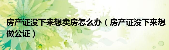 房产证没下来想卖房怎么办（房产证没下来想做公证）