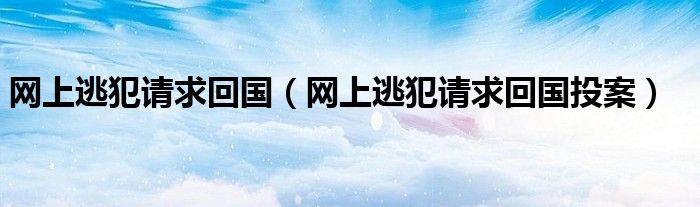 网上逃犯请求回国（网上逃犯请求回国投案）