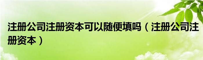 注册公司注册资本可以随便填吗（注册公司注册资本）