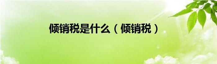 倾销税是什么（倾销税）