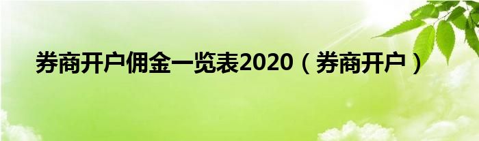 券商开户佣金一览表2020（券商开户）