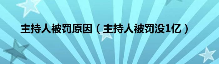 主持人被罚原因（主持人被罚没1亿）