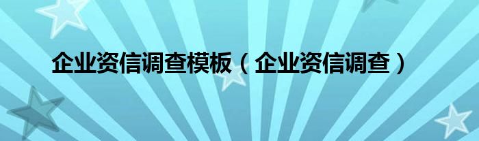 企业资信调查模板（企业资信调查）