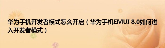 华为手机开发者模式怎么开启（华为手机EMUI 8.0如何进入开发者模式）
