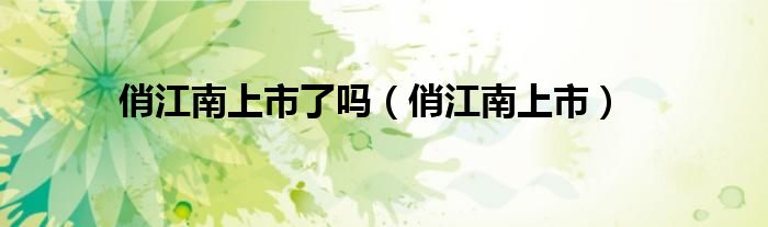 俏江南上市了吗（俏江南上市）