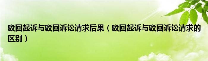 驳回起诉与驳回诉讼请求后果（驳回起诉与驳回诉讼请求的区别）
