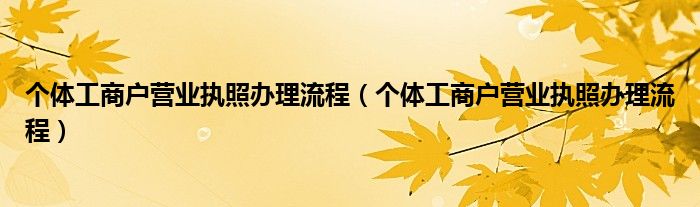 个体工商户营业执照办理流程（个体工商户营业执照办理流程）