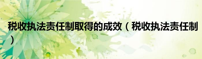 税收执法责任制取得的成效（税收执法责任制）