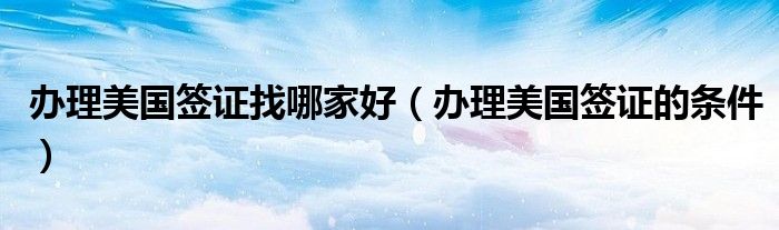 办理美国签证找哪家好（办理美国签证的条件）