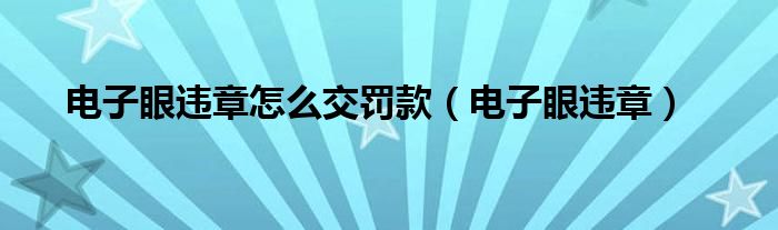 电子眼违章怎么交罚款（电子眼违章）