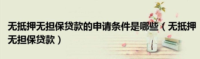 无抵押无担保贷款的申请条件是哪些（无抵押无担保贷款）