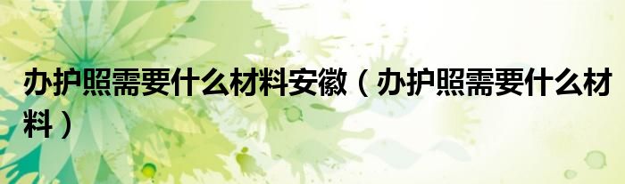 办护照需要什么材料安徽（办护照需要什么材料）