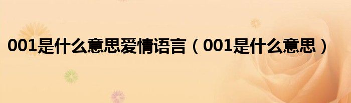 001是什么意思爱情语言（001是什么意思）