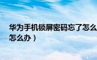 华为手机锁屏密码忘了怎么办?（华为手机锁屏忘了密码该怎么办）