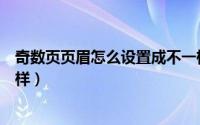 奇数页页眉怎么设置成不一样（奇数页页眉怎么设置成不一样）
