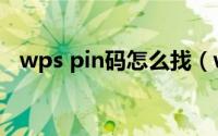 wps pin码怎么找（wps pin码怎么输入）