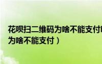 花呗扫二维码为啥不能支付明天可以支付吗（花呗扫二维码为啥不能支付）