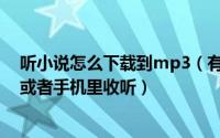 听小说怎么下载到mp3（有声小说如何下载到mp3播放器或者手机里收听）