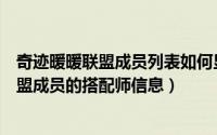奇迹暖暖联盟成员列表如何显示套装（奇迹暖暖怎么查看联盟成员的搭配师信息）