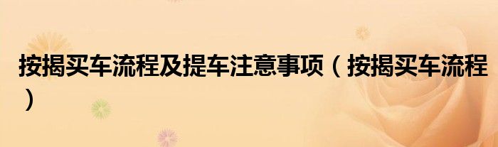 按揭买车流程及提车注意事项（按揭买车流程）