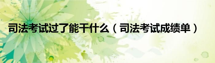  司法考试过了能干什么（司法考试成绩单）