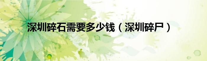 深圳碎石需要多少钱（深圳碎尸）