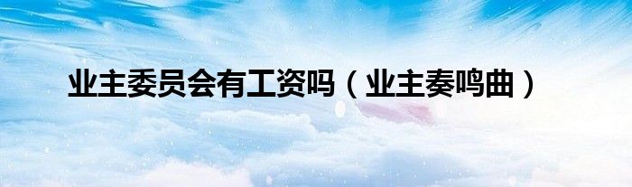 业主委员会有工资吗（业主奏鸣曲）