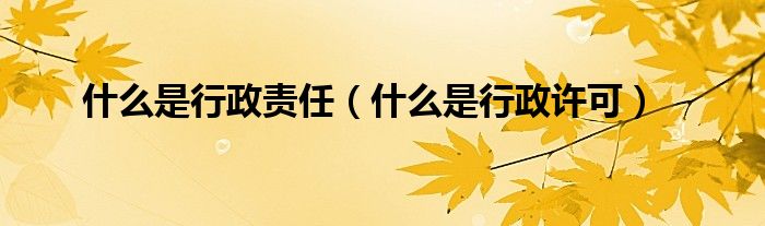 什么是行政责任（什么是行政许可）