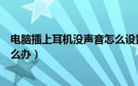 电脑插上耳机没声音怎么设置音频（电脑插上耳机没声音怎么办）