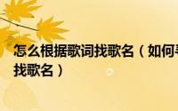 怎么根据歌词找歌名（如何寻找一首歌的歌名知道歌词如何找歌名）
