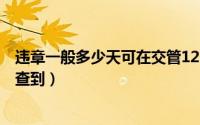 违章一般多少天可在交管12123查询（违章一般多少天可以查到）