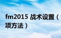 fm2015 战术设置（fm2011球员个人设置选项方法）