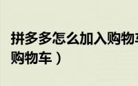 拼多多怎么加入购物车视频（拼多多怎么加入购物车）