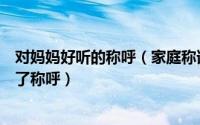 对妈妈好听的称呼（家庭称谓大全妈妈再也不用担心我叫错了称呼）