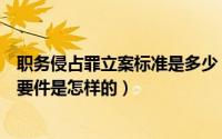 职务侵占罪立案标准是多少（职务侵占罪的立案标准、构成要件是怎样的）