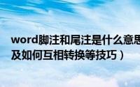 word脚注和尾注是什么意思（WORD脚注和尾注的区别以及如何互相转换等技巧）
