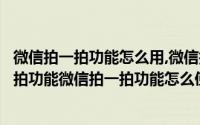 微信拍一拍功能怎么用,微信拍一拍有什么用（微信上线拍一拍功能微信拍一拍功能怎么使用）
