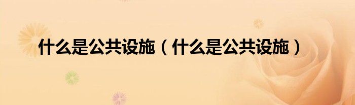 什么是公共设施（什么是公共设施）