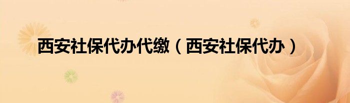 西安社保代办代缴（西安社保代办）