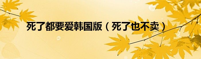 死了都要爱韩国版（死了也不卖）